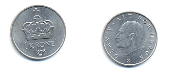 НОРВЕГИЯ 1 КРОНА 1978 KM 419 медно-никель 4379-224