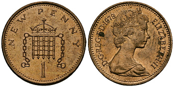 Великобритания 1 пенни 1979 Елизавета II (1952-2022) KM 915, Spink 4237 (B1) бронза 4609-1022