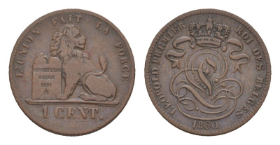 Бельгия 1 сантим 1860 Леопольд I (1831-1865) KM 1 медь 4658-843