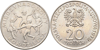 Польша 20 злотых 1979 Международный год детей Y 99 медно-никель 4565-933