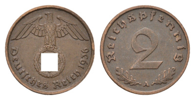 Германия 2 рейхспфеннига 1936 A KM 90, J. 362 бронза 4669-1246