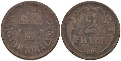 Венгрия 2 филлера 1930 BP KM 506 бронза 4115-1123