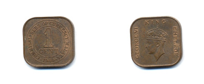 Британская Малайя 1 цент 1940 Георг VI (1937-1952) KM 2 бронза 4379-615