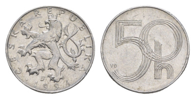 Чехия 50 геллеров 1994 KM 3 алюминий 4392-664