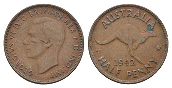 Австралия 1/2 пенни 1942 KM 41 бронза 4662-1021