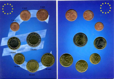 Бельгия евронабор из 8 монет 1999-2001   биметалл  UNC  1-6-2-41