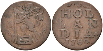 Голландия (Holland), Нидерланды 1 дуит 1780 KM 80 медь 00-00-00