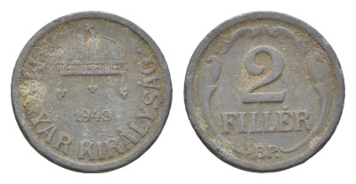 Венгрия 2 филлера 1943 BP KM 519 цинк 4665-555