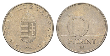 Венгрия 10 форинтов 1994 KM 695 латунь плакированная медно-никелем 4629-516