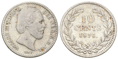 Нидерланды 10 центов 1876 Виллем III (1849-1890) KM 80 серебро 4152-833