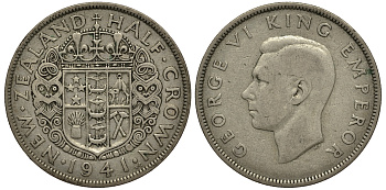 Новая Зеландия 1/2 кроны 1941 Георг VI (1936-1952) KM 11 серебро 272-1014