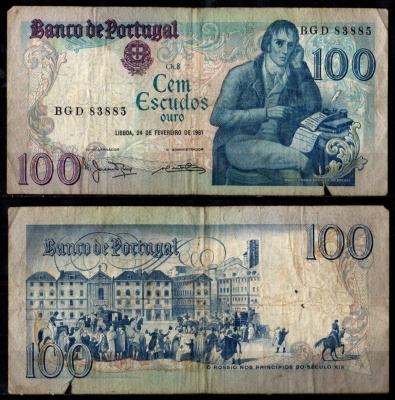 Португалия 100 эскудо 1981 Pick 178 b (4) бумага 7217-20-3-2