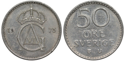 Швеция 50 эре 1973 Густав VI Адольф (1950-1973) KM 837 медно-никель 4122-333