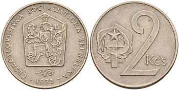Чехословакия 2 кроны 1973 KM 75 медно-никель    4143-335