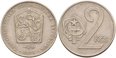 Чехословакия 2 кроны 1973 KM 75 медно-никель    4143-335