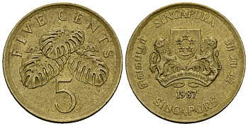 Сингапур 5 центов 1987 KM 50 алюминиевая бронза 4173-1213