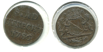 НИДЕРЛАНДЫ УТРЕХТ 1 ДУИТ 1786 KM 91 медь 503-721