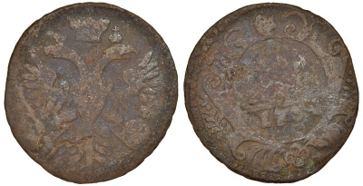 Россия 1 деньга 17ХХ медь 51-3821