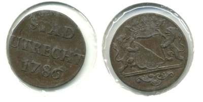 НИДЕРЛАНДЫ УТРЕХТ 1 ДУИТ 1786 KM 91 медь 503-721