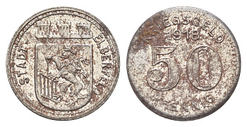 Эльберфельд 50 пфеннигов 1918 Funck 111.6, Men05 6413.7, Men18 8040.7 железо 4707-1222