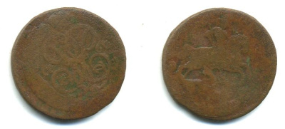 РОССИЯ 1 КОПЕЙКА 1760 медь 61-812