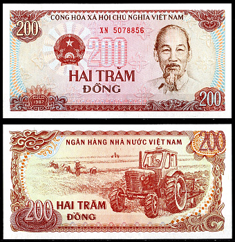 Вьетнам 200 Донг 1987 Pick 100a бумага UNC (пресс) 6278-10-3-2