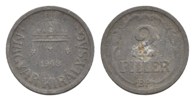 Венгрия 2 филлера 1943 BP KM 519 цинк 4658-339