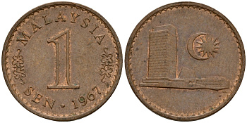 Малайзия 1 сена 1967 здание парламента KM 1 бронза 4154-1156