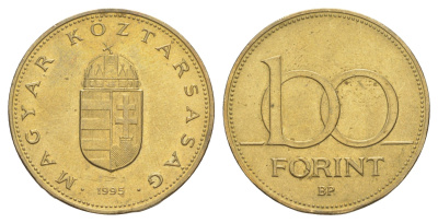 Венгрия 100 форинтов 1995 KM 698 латунь UNC 4650-341