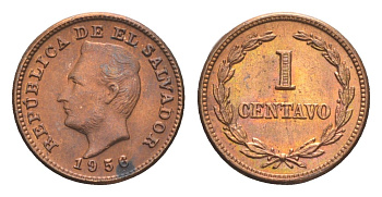 Сальвадор 1 сентаво 1956 KM 135.1 бронза UNC 4651-448