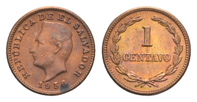 Сальвадор 1 сентаво 1956 KM 135.1 бронза UNC 4651-448