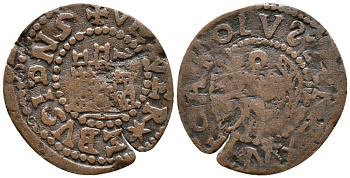 Испания, Арагон 6 динеро ND Карл II (1665-1700), монетный двор Ибица KM 8 медь    100-756