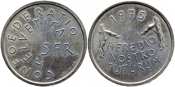 Швейцария 5 франков 1975 Год европейского архитектурного наследия KM 53 медно-никель UNC 1520-1543