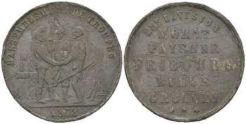 Германия жетон 1870 Фрайбург, вес 5,9 гр, диаметр 30 мм цинк 110-356