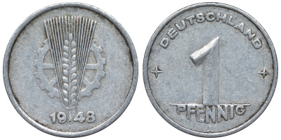 ГДР 1 пфенниг 1948 A KM 1 алюминий 4118-1031