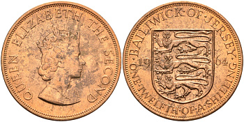 Джерси 1/12 шиллинга 1964 Елизавета II (1952-2022) KM 21 бронза aUNC 4367-312