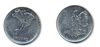 Бразилия 1 крузейро 1972 150 лет независимости KM 582 никель aUNC 76-855