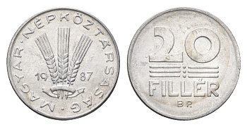 Венгрия 20 филлеров 1987 BP KM 573 алюминий 4664-1241