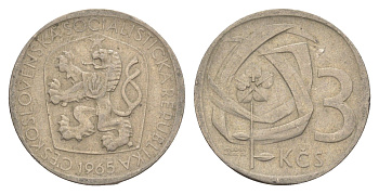 Чехословакия 3 кроны 1965 KM 57 медно-никель 4519-623