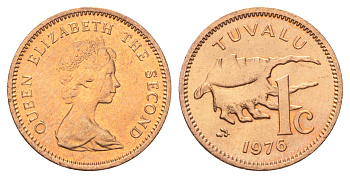 Тувалу 1 цент 1976 KM 1 бронза UNC M41-17