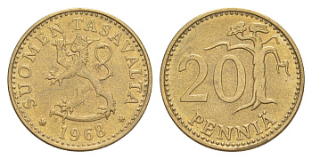 Финляндия 20 пенни 1968 KM 47 алюминиевая бронза 4648-413