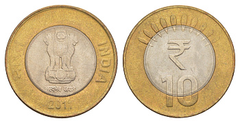 Индия 10 рупий 2011 KM 400 биметалл 4650-1143
