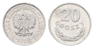 Польша 20 грошей 1968 Y A47 алюминий UNC 4685-1159
