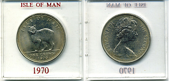 Остров Мэн 1 крона 1970 кошка Мэна, в оригинальной пластиковой коробке KM 18 медно-никель UNC 6-6-1-75