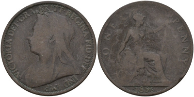 Великобритания 1 пенни 1896 Виктория (1837-1901) KM 790, Spink 3961 бронза 4144-722
