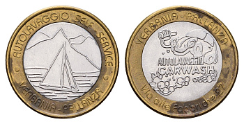 Италия жетон для мойки машин лодка, диаметр 24 мм, вес 6,9 гр биметалл 4670-913