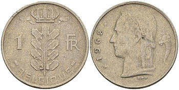 БЕЛЬГИЯ 1 ФРАНК 1962 BELGIQUE KM 142.1 медно-никель 4546-447