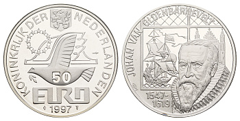 Нидерланды 50 евро 1997 Йохан ван Олденбарневелт X 141 серебро PROOF 443-1434