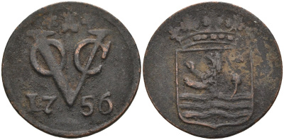 Нидерландская Восточная Индия, Зеландия (Zeeland) 1 дуит 1756 KM 152.2 медь 4577-126