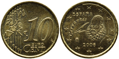 ИСПАНИЯ 10 ЕВРОЦЕНТОВ 2006 KM 1043 латунь 4391-232